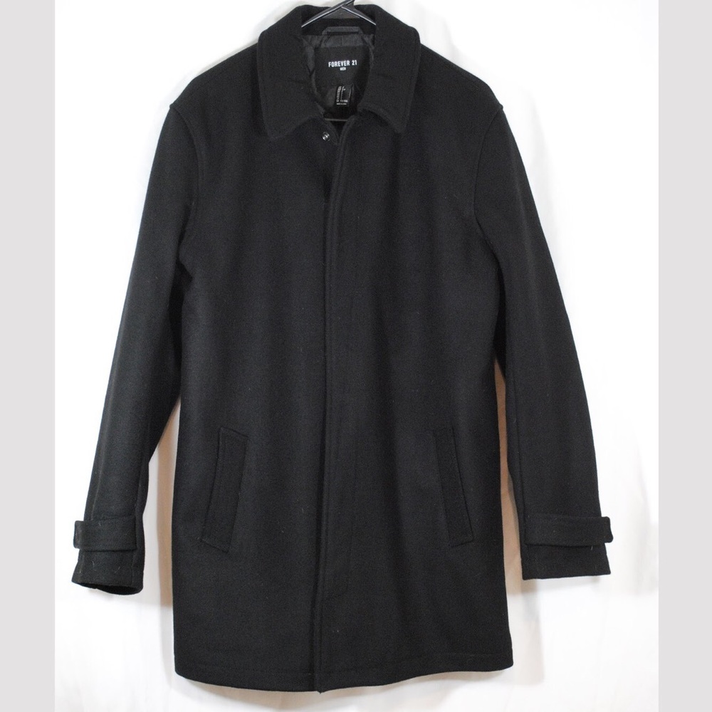 Forever 21 Men Long Coat Black S